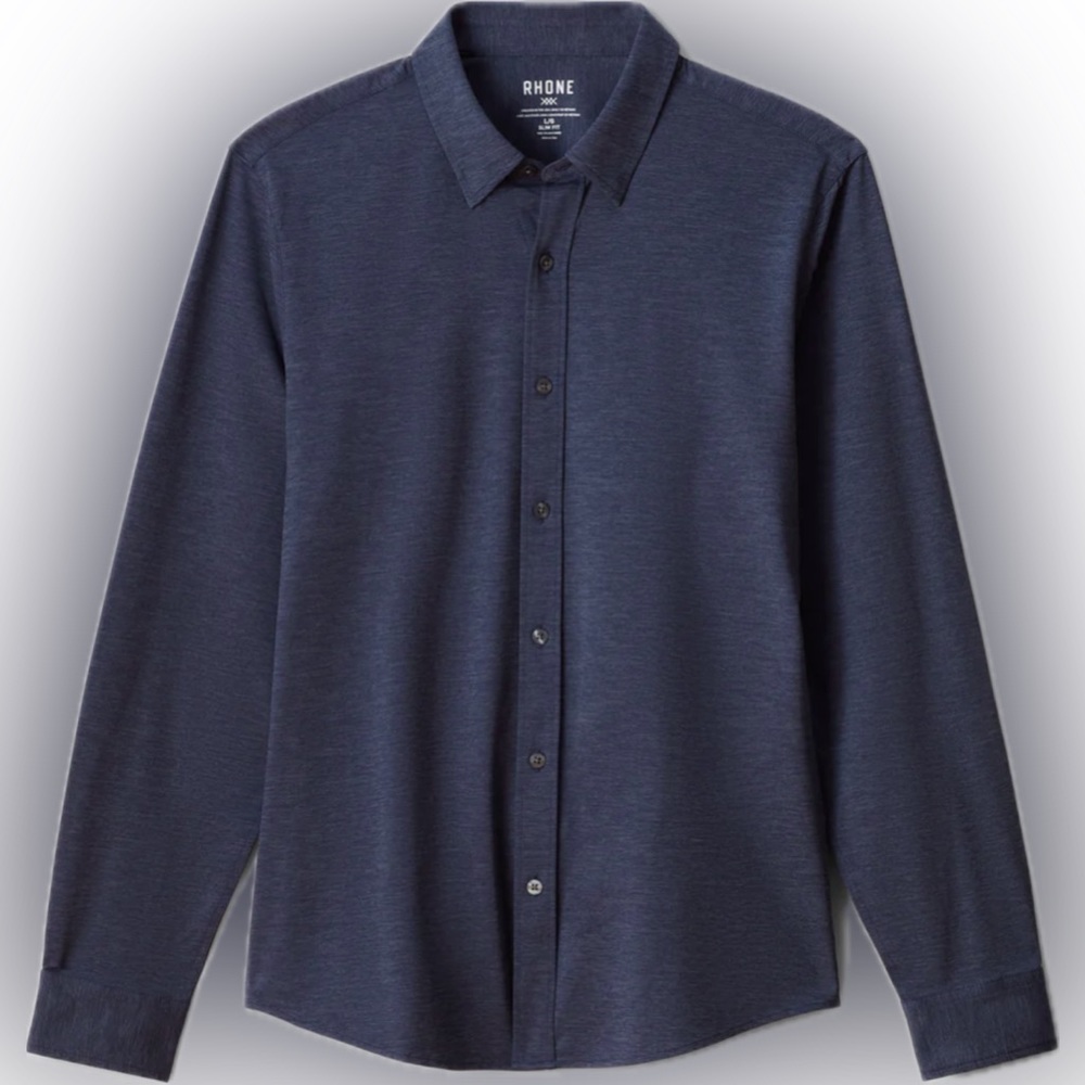 Rhône Slim Fit Denim Blue Oxford Commuter Shirt